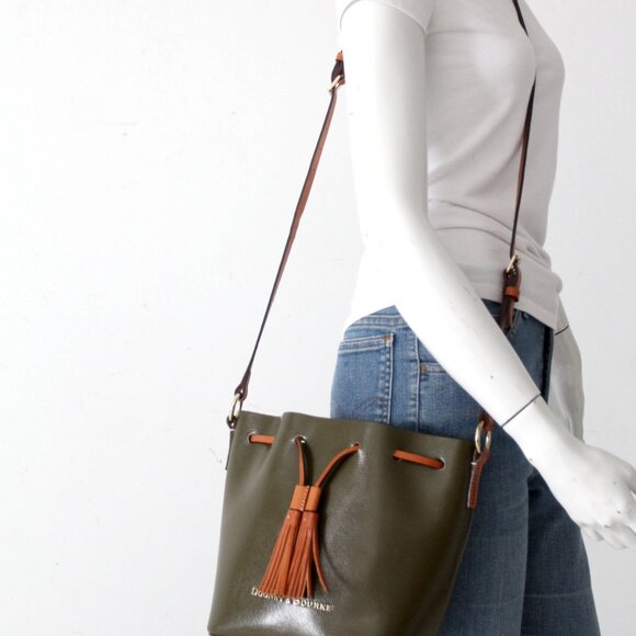 Dooney & Bourke Serena Drawstring Crossbody – Green Embossed Leather - Picture 13 of 16